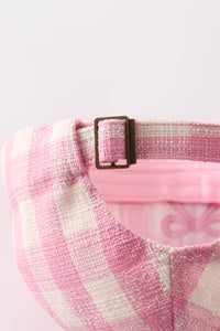 Pink Gingham Baseball Cap with an Embroidered Bow by Abby & Evie