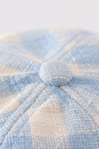 Blue Gingham Baseball Cap with an Embroidered Bow by Abby & Evie