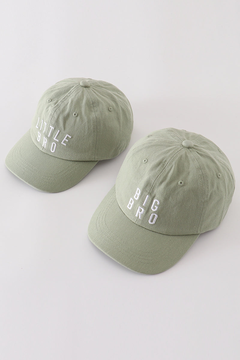 Big Bro & Little Bro Sage Green Baseball Cap Set by Abby & Evie