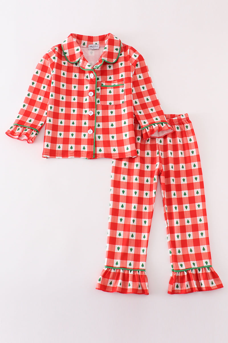 Plaid Tidings Girls Ruffle Loungewear Set by Abby & Evie