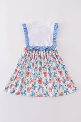 Red, White & Bows Embroidered Dress