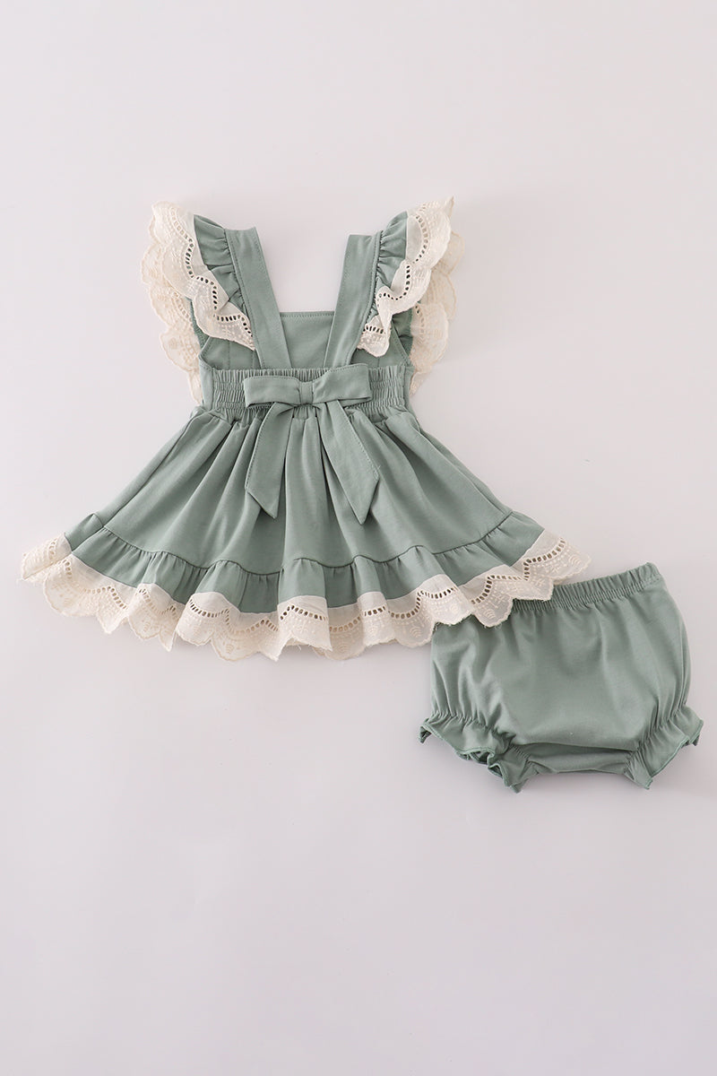 Sweet Sage Ruffle Baby Bloomers Set