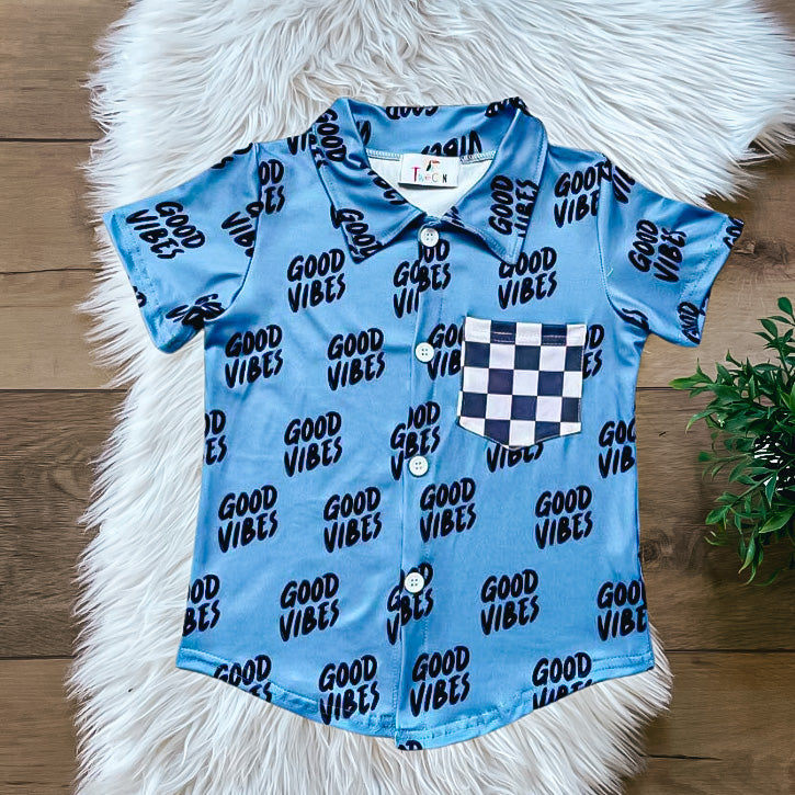 Good Vibes Button Up Tee by Twocan