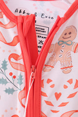 Gingerbread & Bows Bamboo Zippy Romper