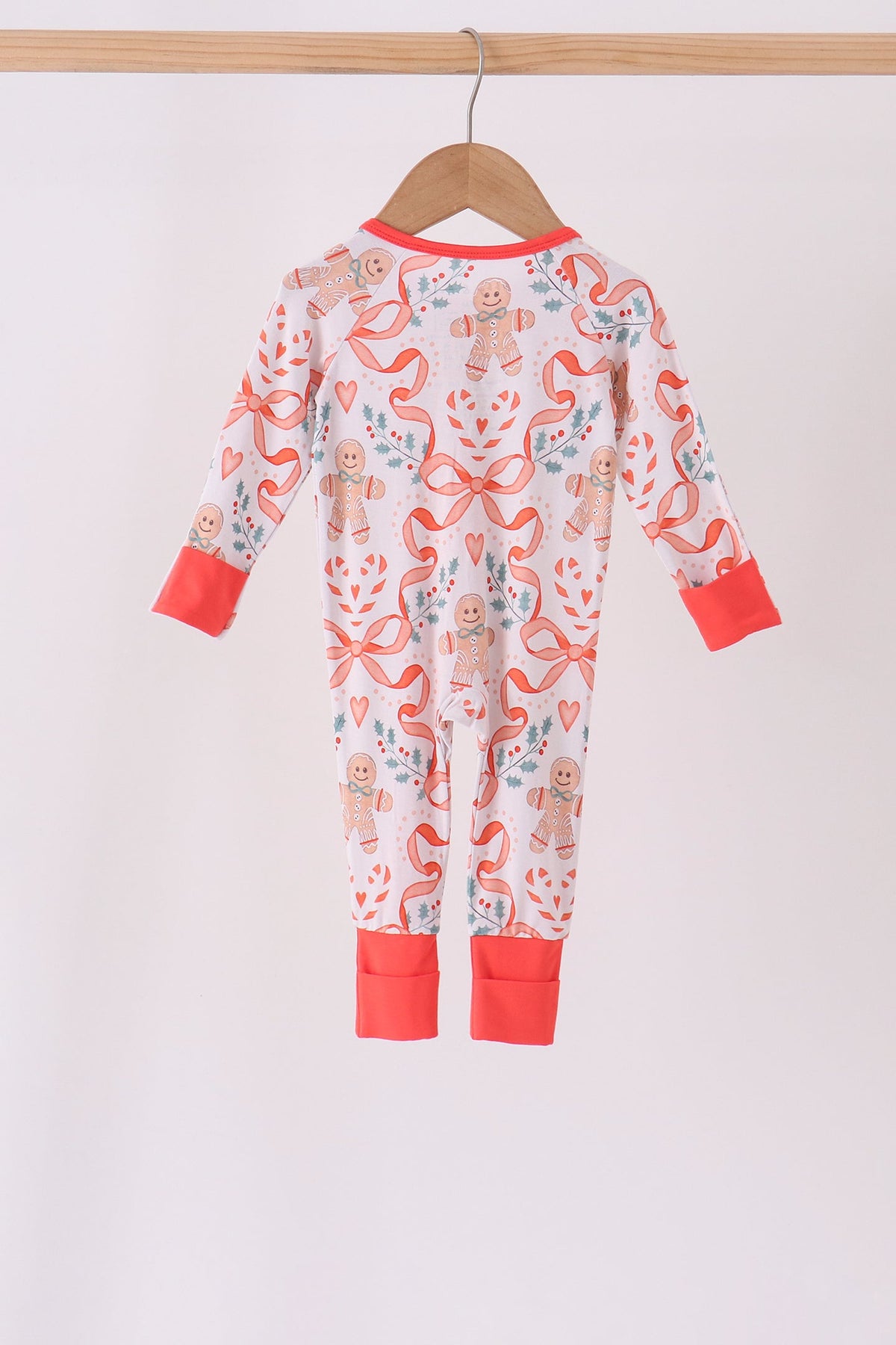 Gingerbread & Bows Bamboo Zippy Romper
