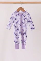 Lavender Bows Bamboo Zippy Romper