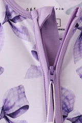 Lavender Bows Bamboo Zippy Romper
