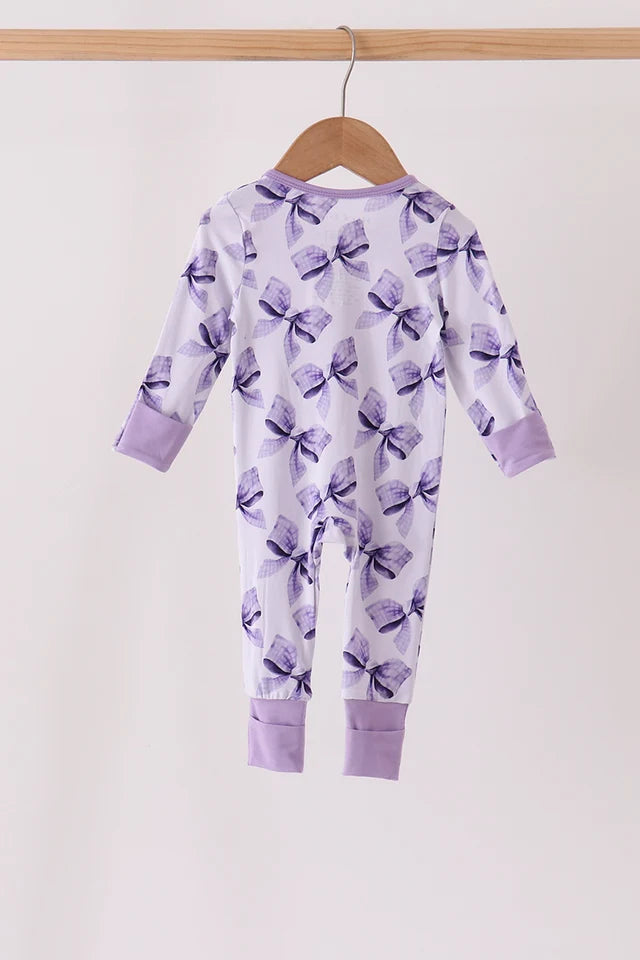 Lavender Bows Bamboo Zippy Romper