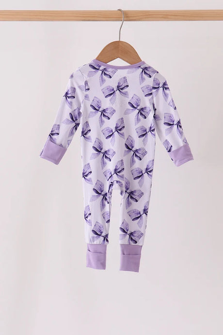 Lavender Bows Bamboo Zippy Romper