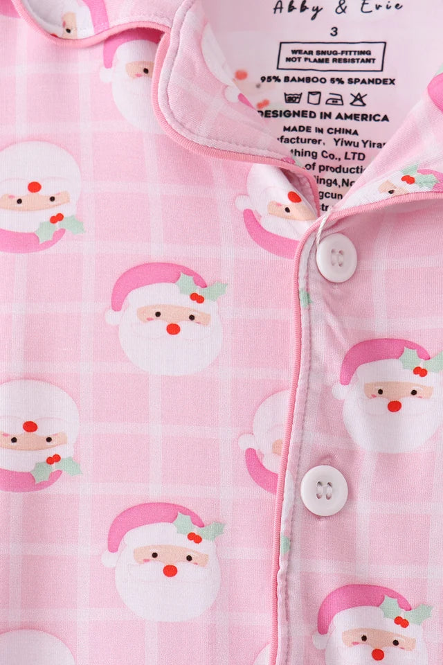 Pink North Pole Plaid Bamboo Pajama Set