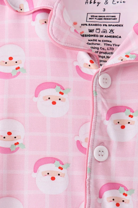 Pink North Pole Plaid Bamboo Pajama Set