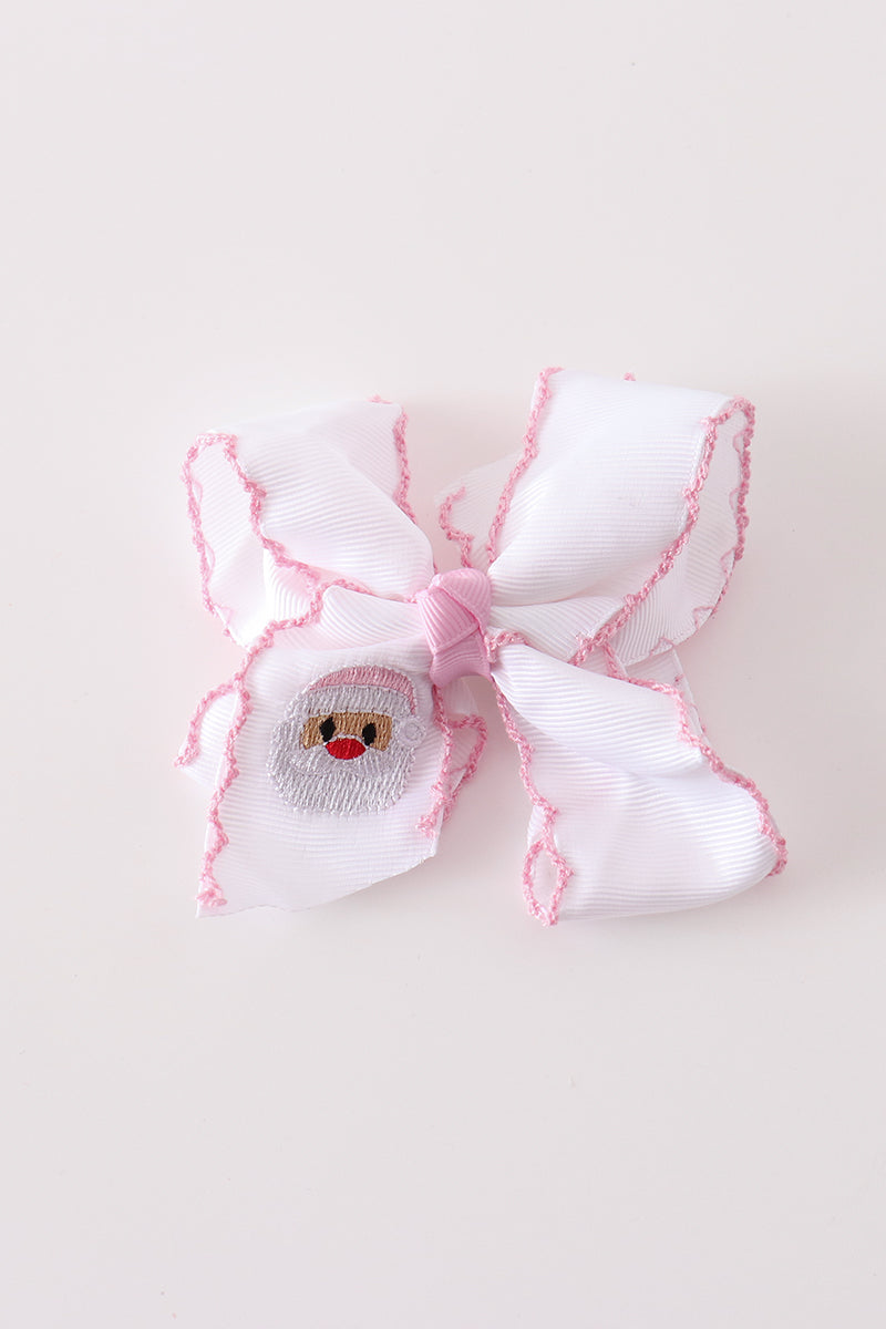 Pink Santa Claus Crochet-Edge Hair Bow