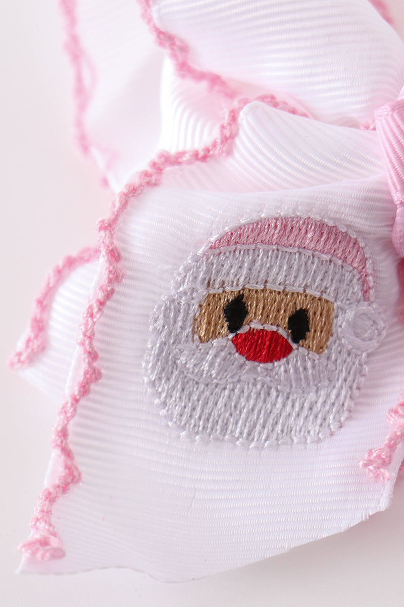 Pink Santa Claus Crochet-Edge Hair Bow