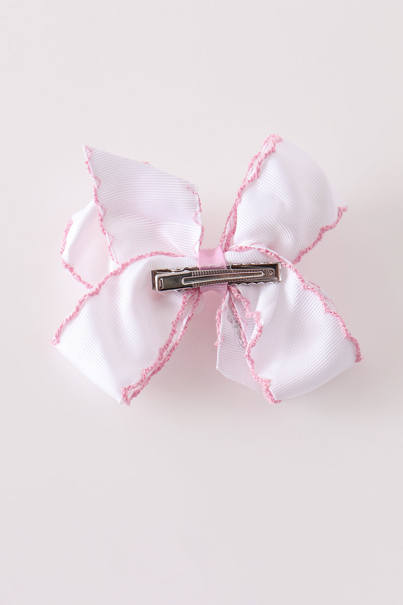 Pink Santa Claus Crochet-Edge Hair Bow
