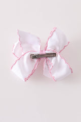 Pink Santa Claus Crochet-Edge Hair Bow