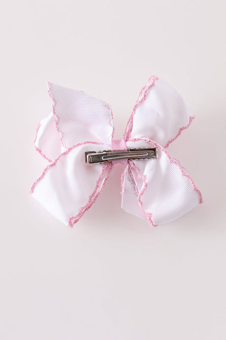 Pink Santa Claus Crochet-Edge Hair Bow