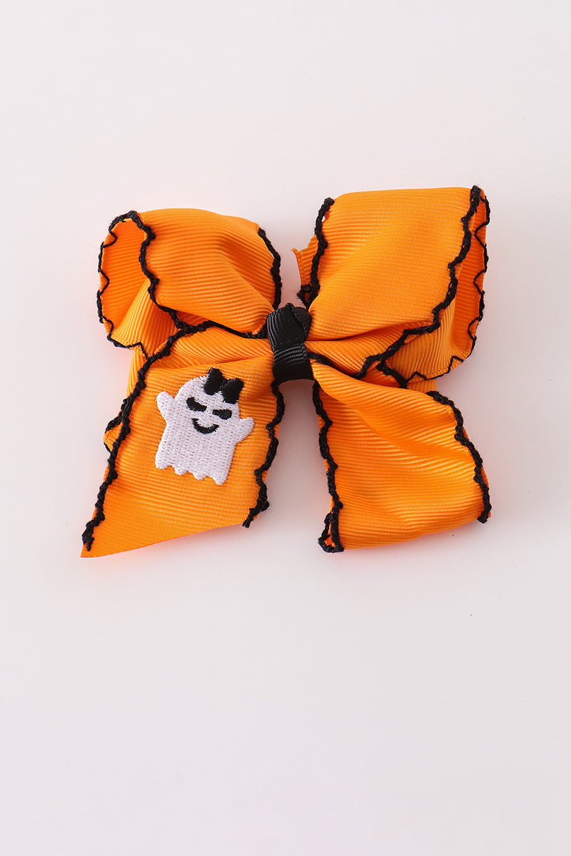 Little Boo Ghost Crochet-Edge Hair Bow