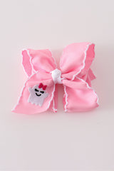 Pink Boo Crochet-Edge Hair Bow