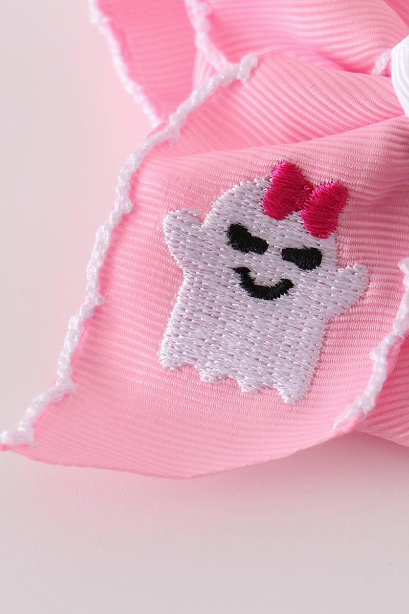Pink Boo Crochet-Edge Hair Bow