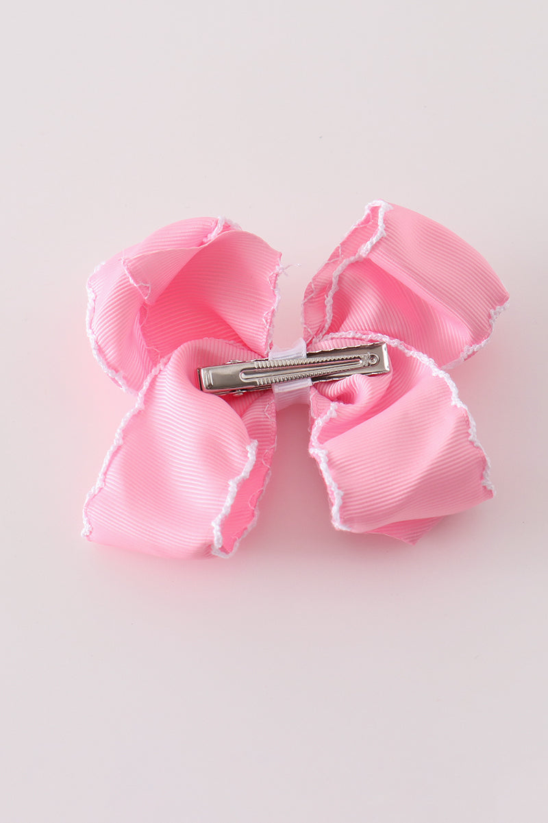 Pink Boo Crochet-Edge Hair Bow
