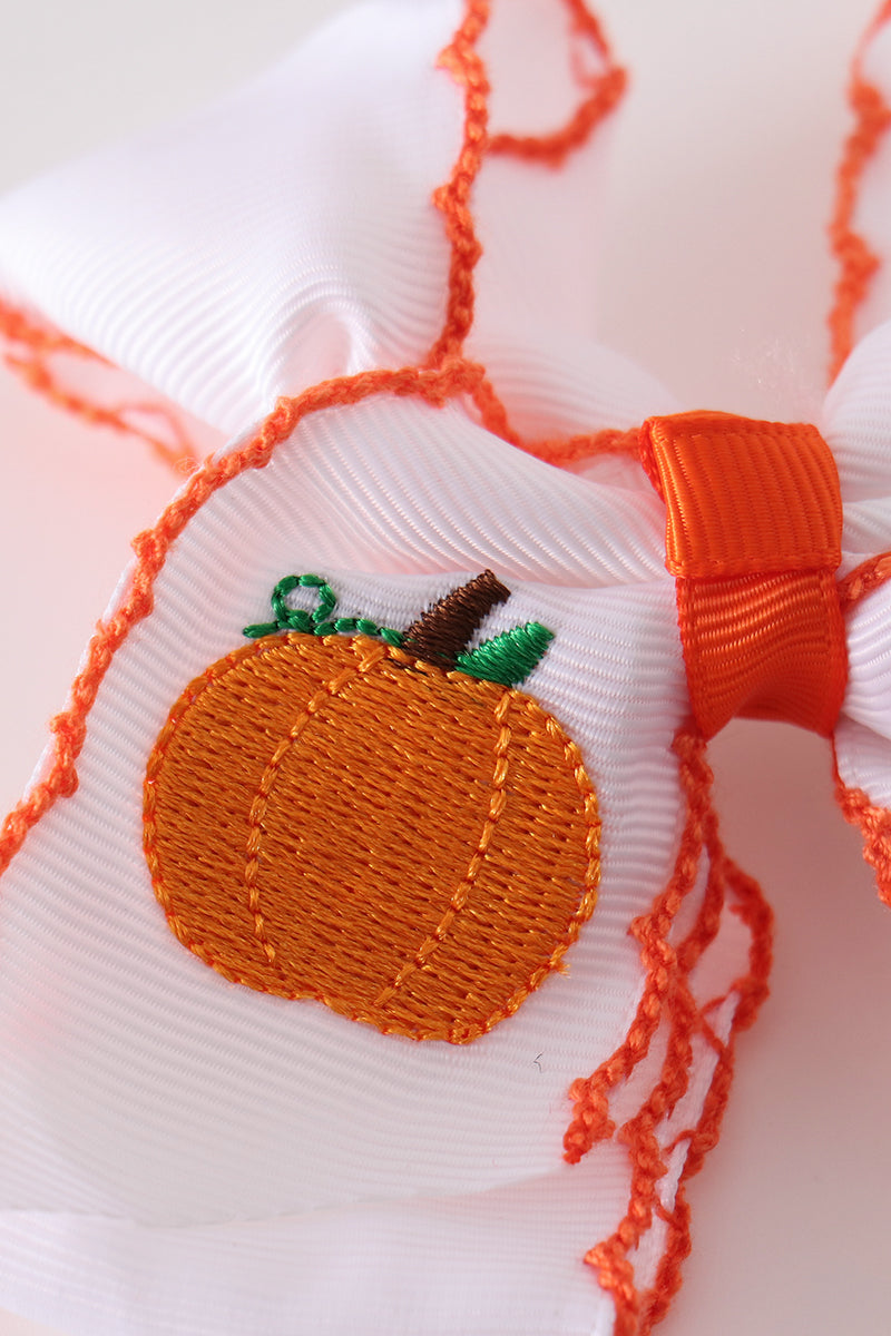 Pumpkin Patch Crochet-Edge Hair Bow