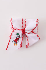 Christmas Goose Crochet-Edge Hair Bow