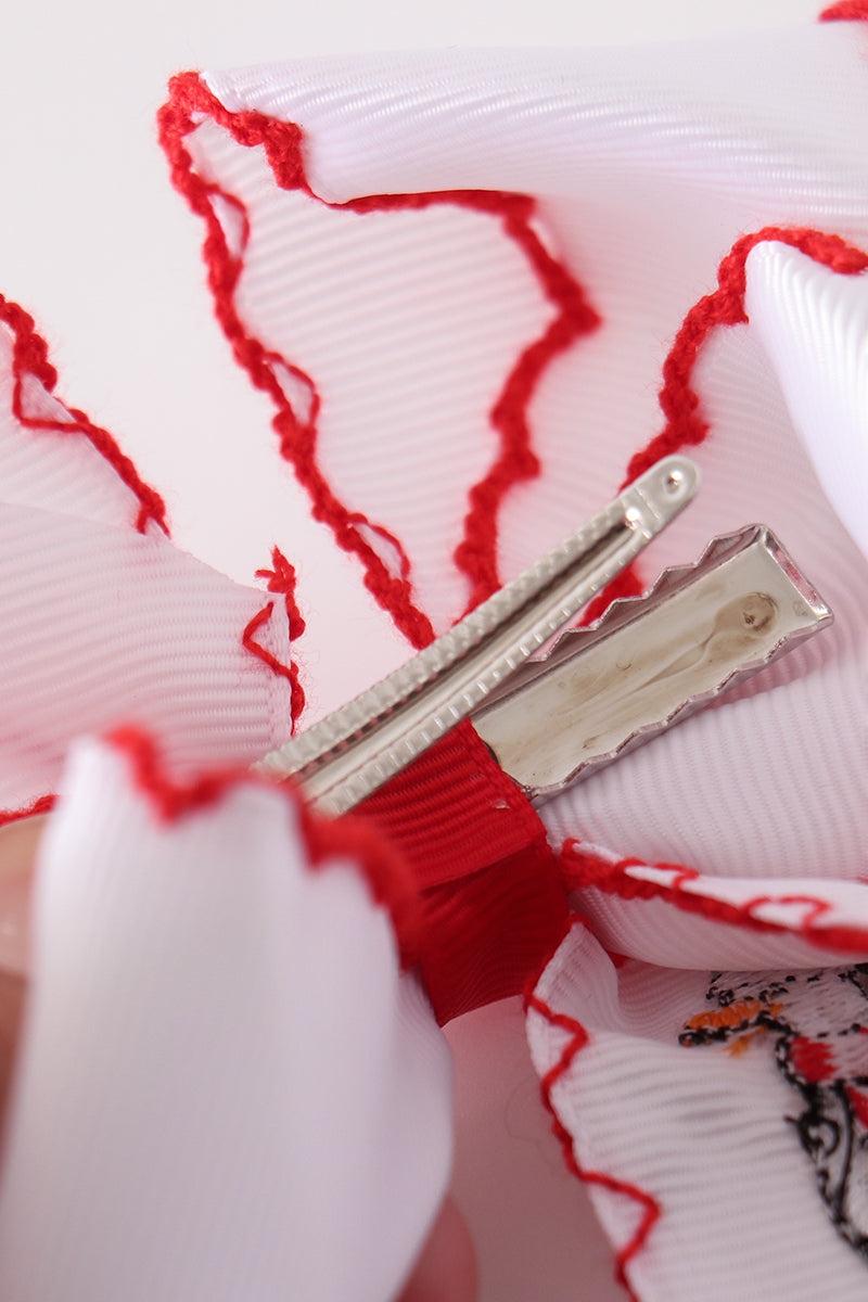 Christmas Goose Crochet-Edge Hair Bow