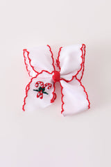 Candy Cane Crochet-Edge Hair Bow