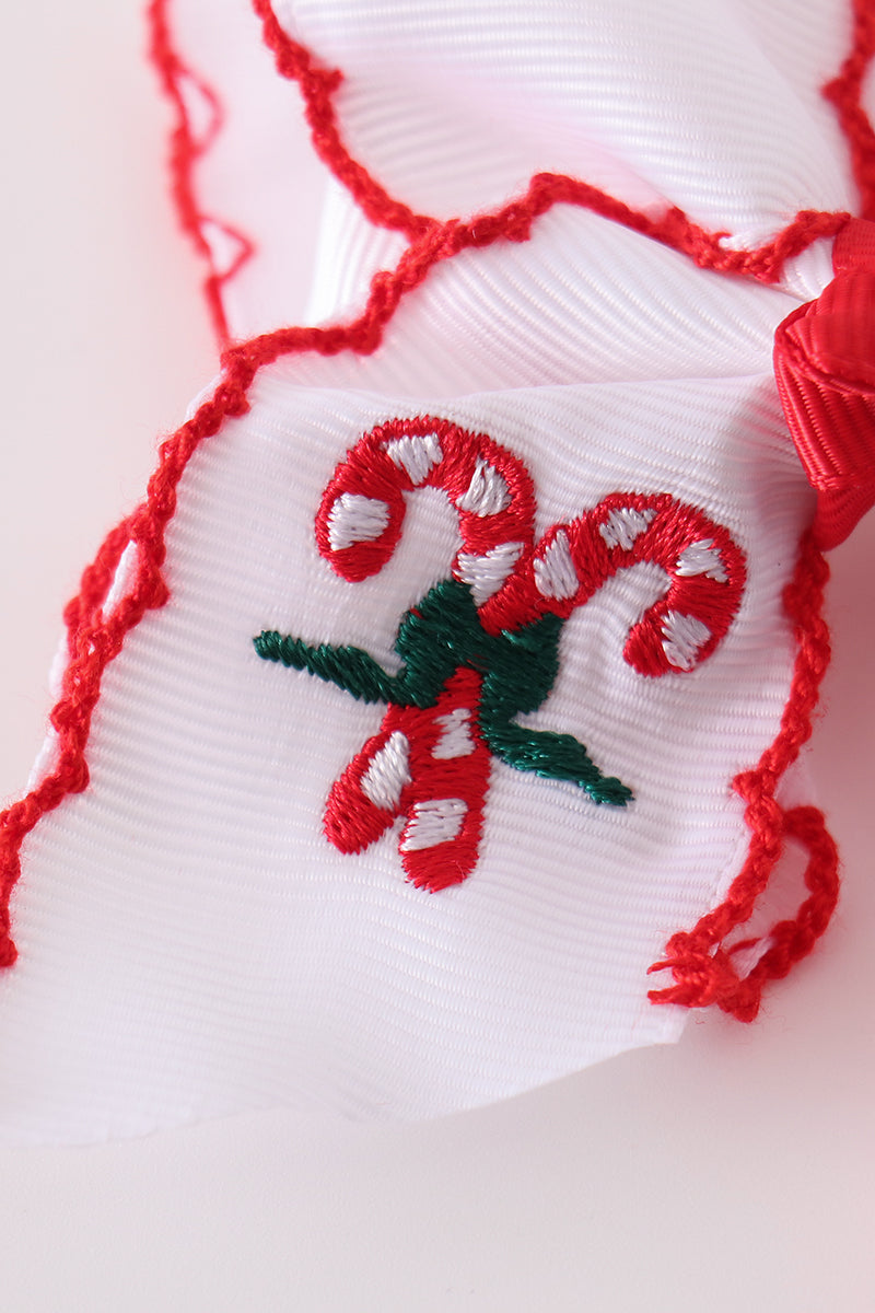 Candy Cane Crochet-Edge Hair Bow