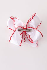 Candy Cane Crochet-Edge Hair Bow