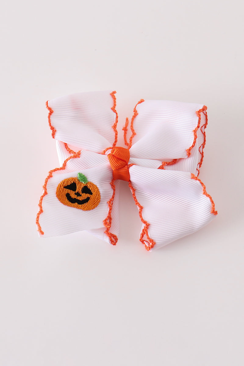 Jack-O'-Lantern Crochet-Edge Hair Bow