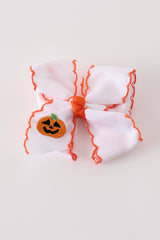 Jack-O'-Lantern Crochet-Edge Hair Bow