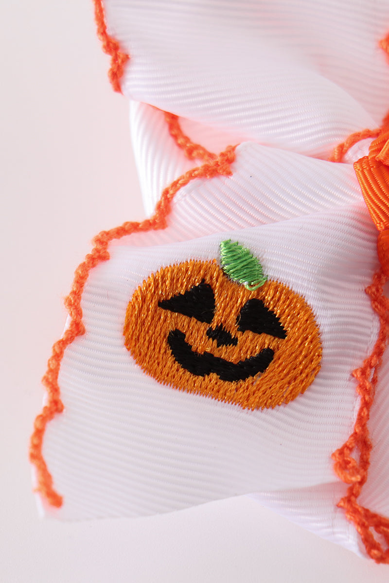 Jack-O'-Lantern Crochet-Edge Hair Bow