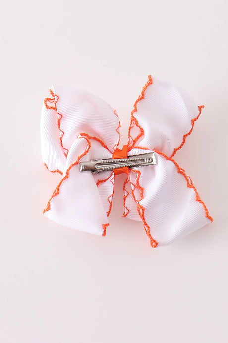 Jack-O'-Lantern Crochet-Edge Hair Bow