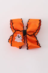 Boo! Ghost Crochet-Edge Hair Bow