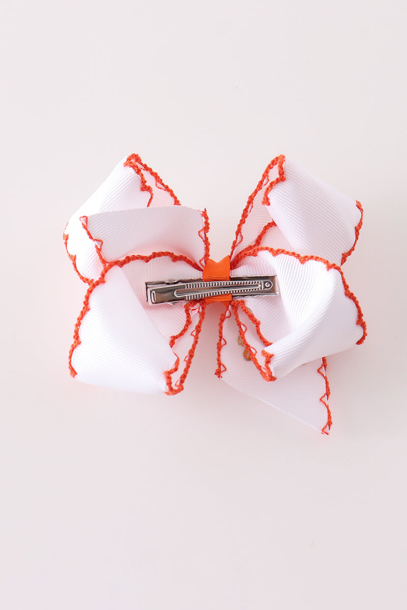 Rust Turkey Crochet-Edge Hair Bow