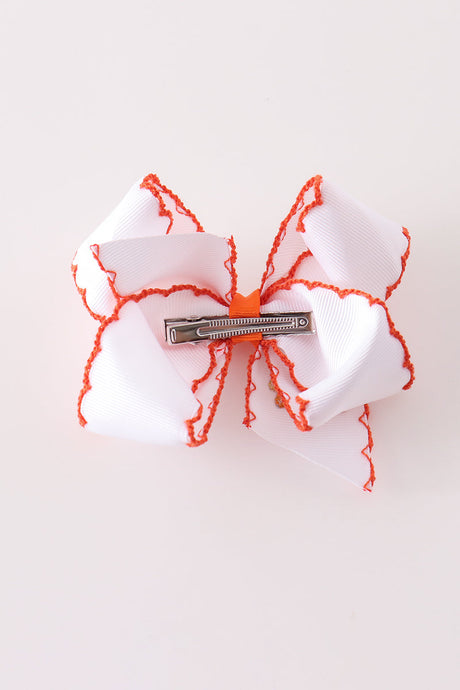 Rust Turkey Crochet-Edge Hair Bow