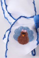 Blue Turkey Crochet-Edge Hair Bow