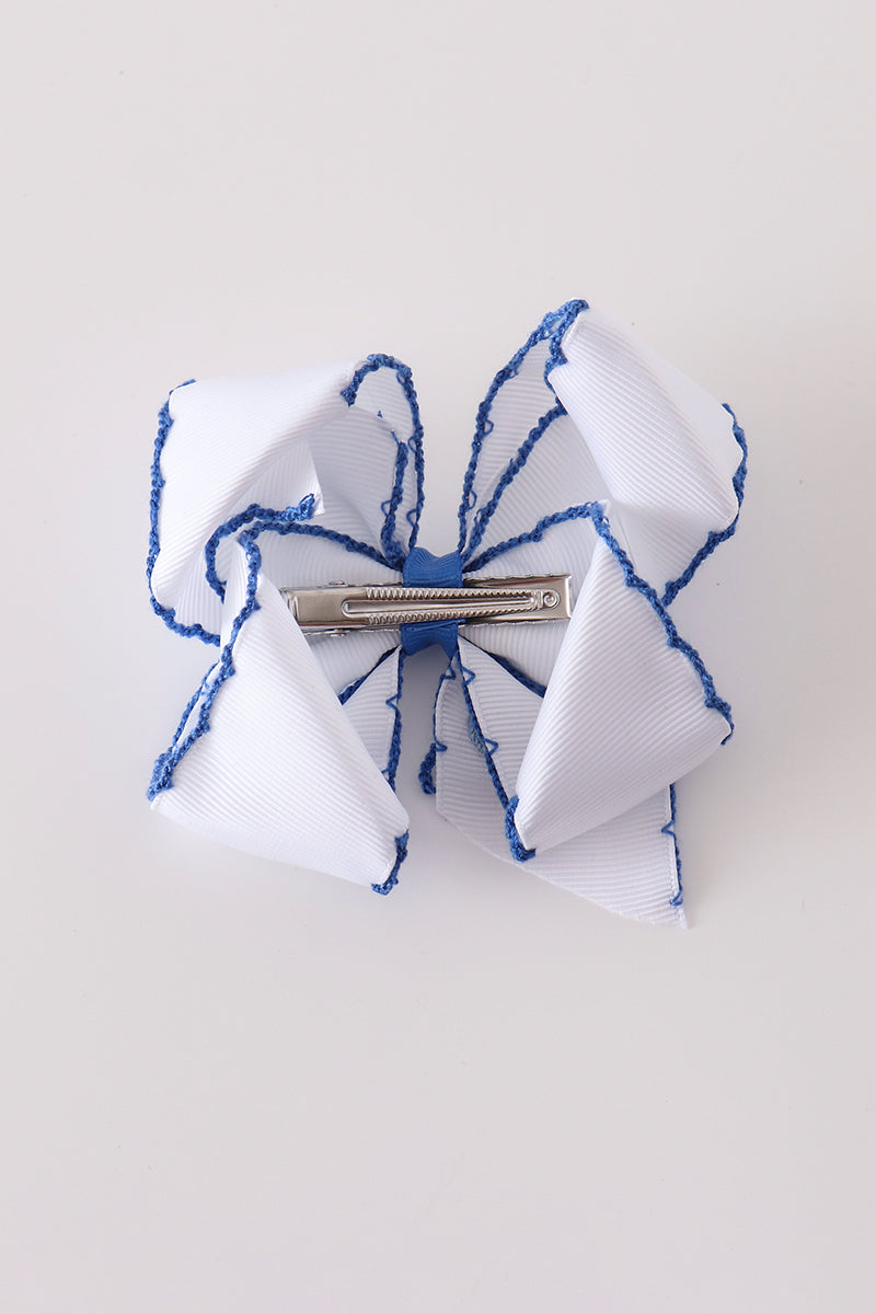 Blue Turkey Crochet-Edge Hair Bow
