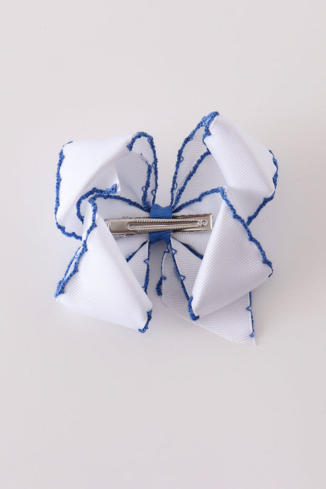 Blue Turkey Crochet-Edge Hair Bow
