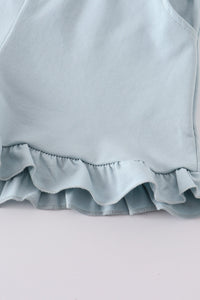 Soft Blue Ruffle Shorts with Pockets by Abby & Evie