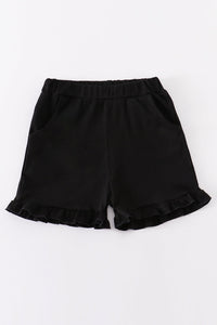 Soft Black Ruffle Shorts with Pockets by Abby & Evie