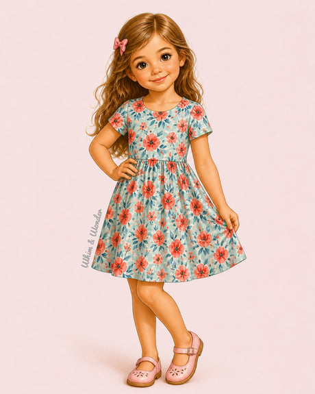 Blue Peach Bamboo Twirl Dress | Landrie Lou