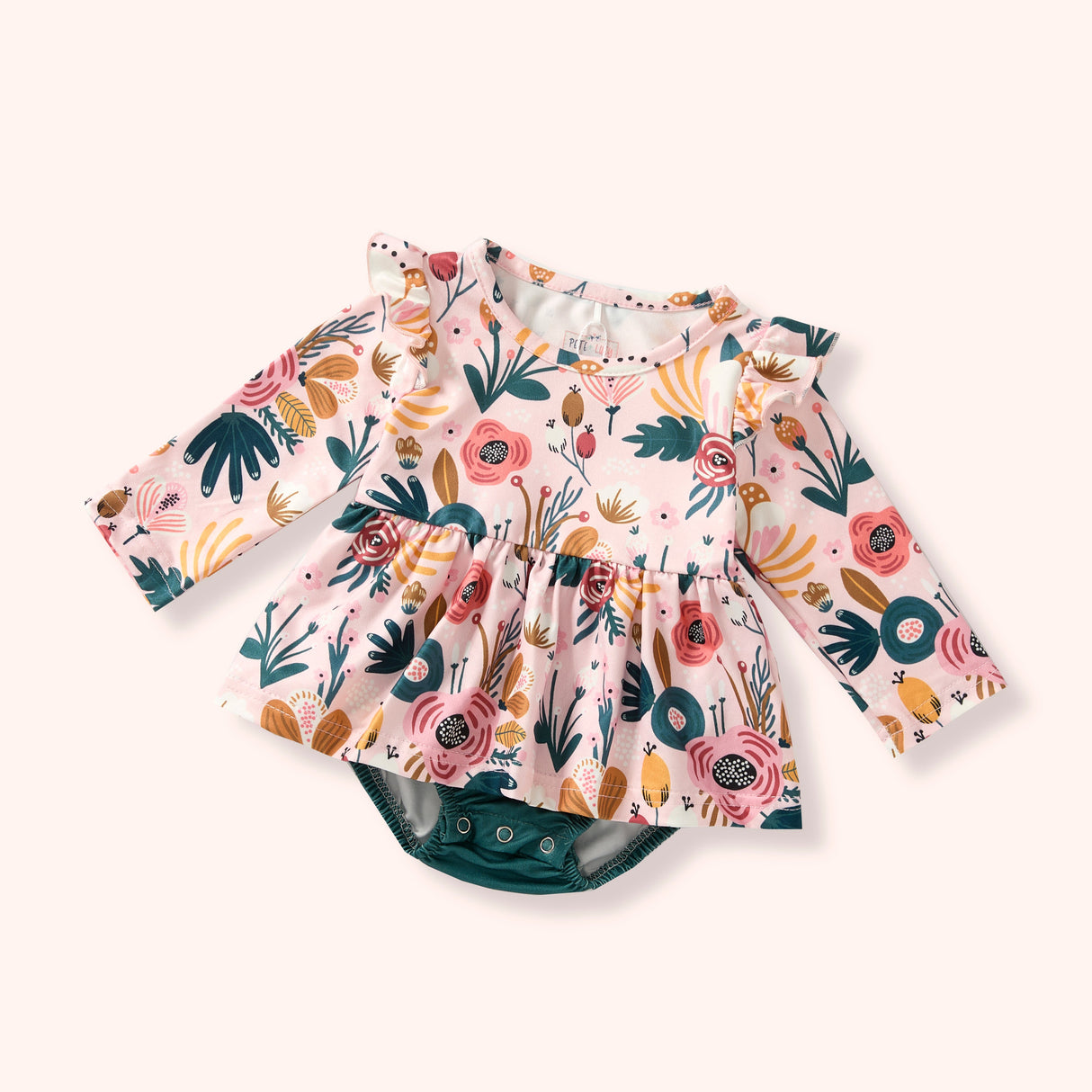 Cozy Botanicals Skirted Baby Romper | Pete + Lucy