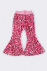 Sparkling Pink Sequin Bell Pants by Abby & Evie