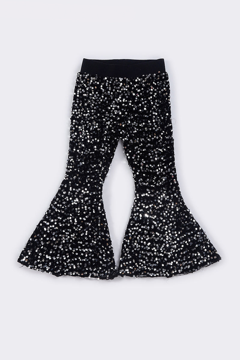 Sparkling Grey Sequin Bell Pants  by Abby & Evie