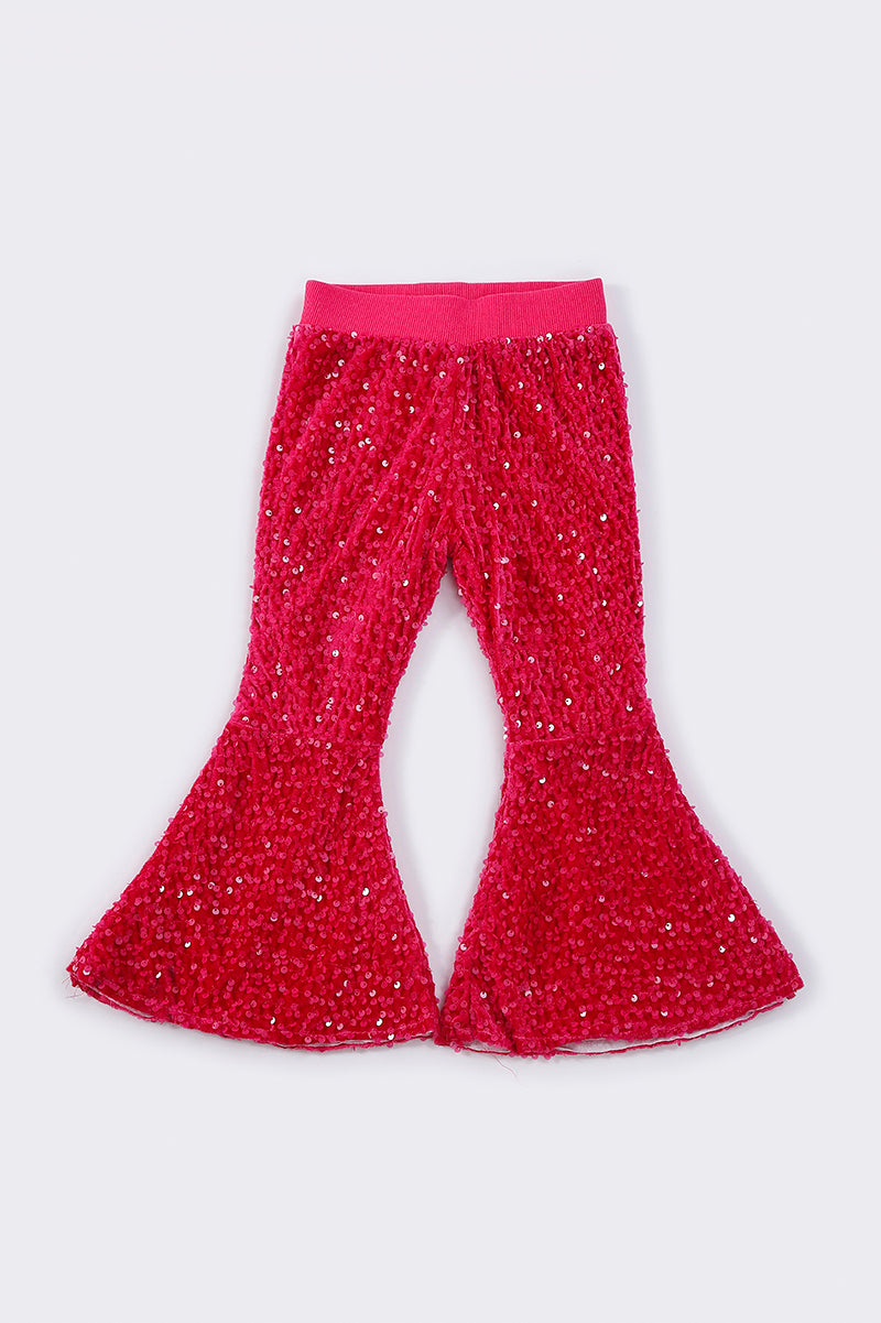 Sparkling Magenta Sequin Bell Pants Set by Abby & Evie