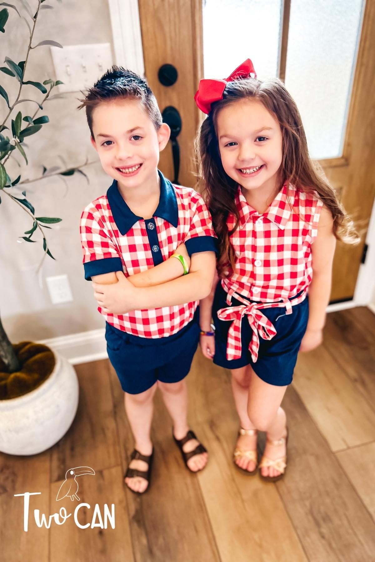 Americana Gingham Shorts Set by Twocan