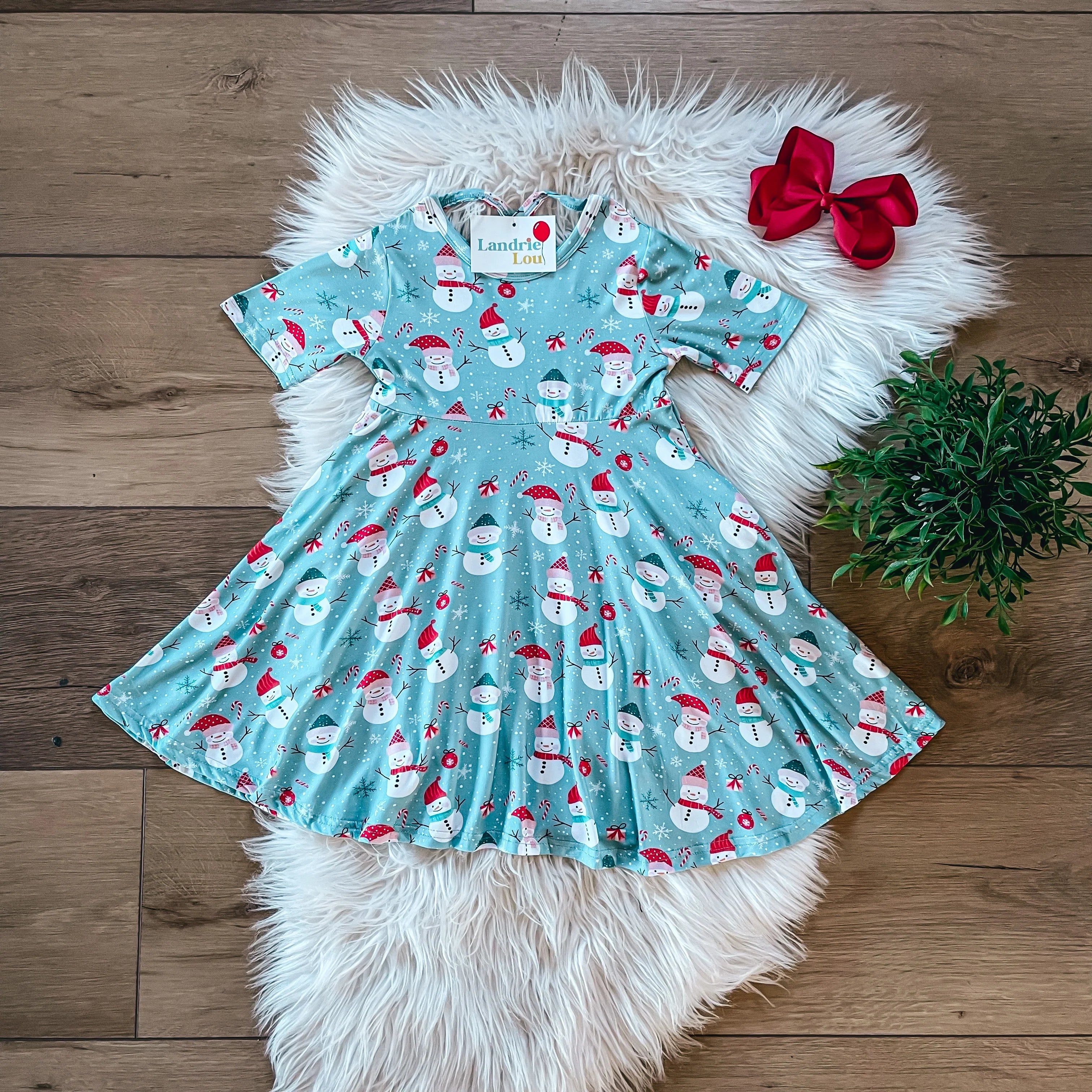 Snowman Twirl Bamboo Dress by Landrie Lou