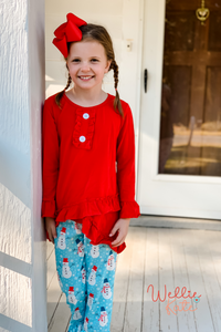 Happy Snowman Truffle Pants Set by Wellie Kate